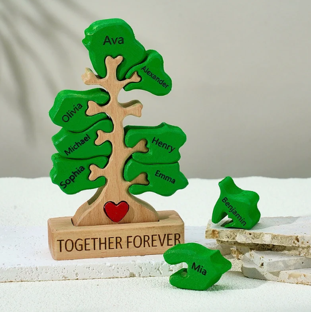 Personalized Family Tree Puzzle Wooden Home Sweet Home Decor Unique Housewarming Gift Custom Family Keepsake for New Home Living Room Decoration