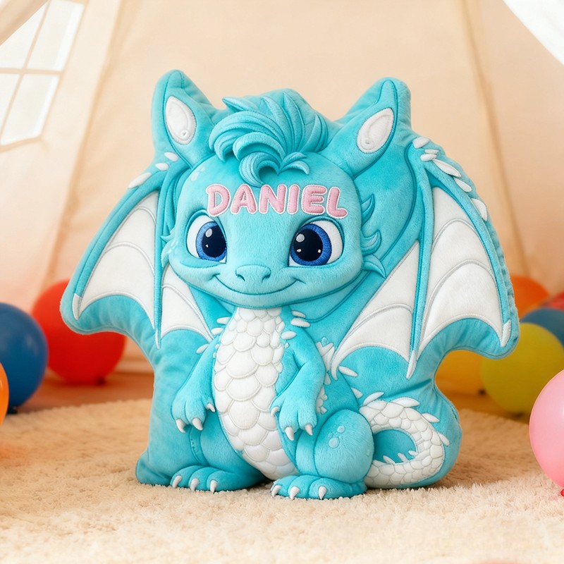 Personalized Cute Little Dinosaur with Name Graphic 3D Print Pillow Christmas Gift for Kids Birthday Gift