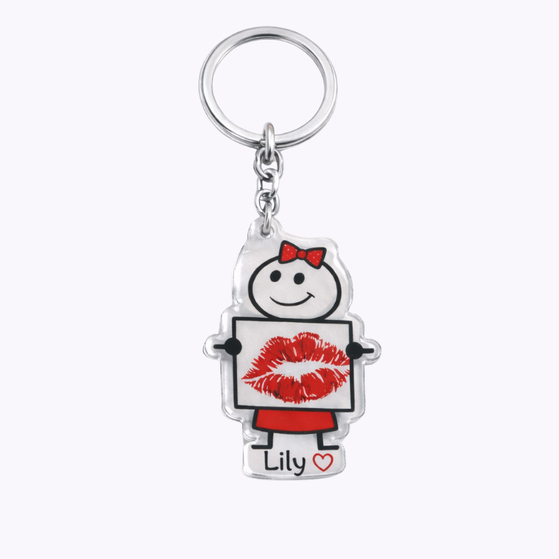 Personalized Minimalist Stick Figures Couple Keychain Custom Names Expressing Love Symbolic Holiday Gift for Couples