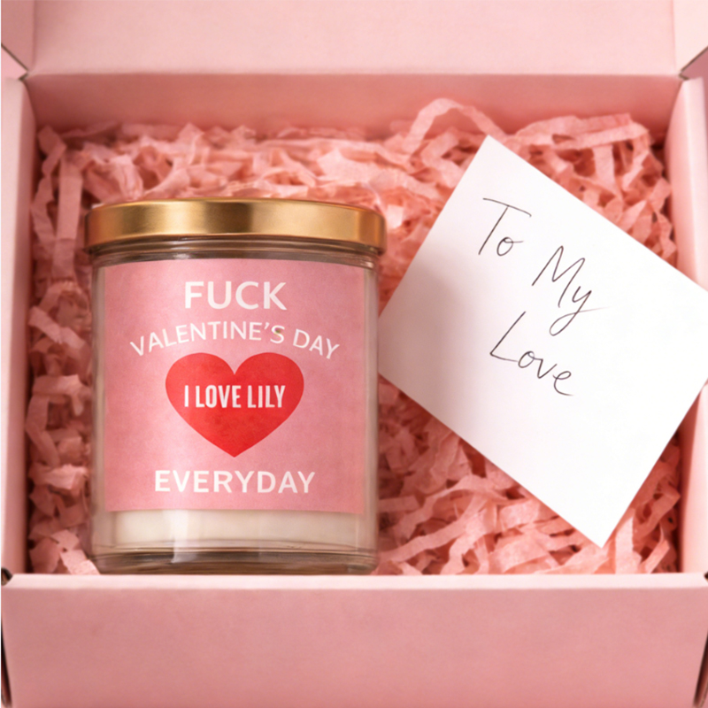 Personalized Fuck Valentine’s Day but I Love You Everyday Engraved Romance Scented Candle Home Decor Gift for Nonconformist Couples