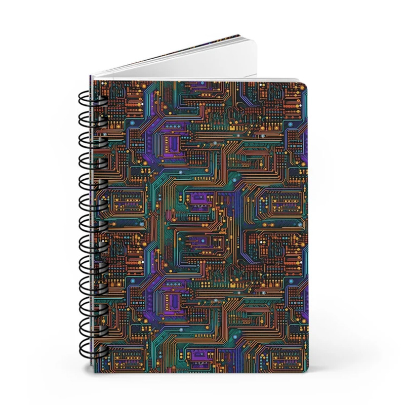 Personalized High Tech Spiral Notebook Colorful Circuit Board Design Engineer Electrician for Geek Lover