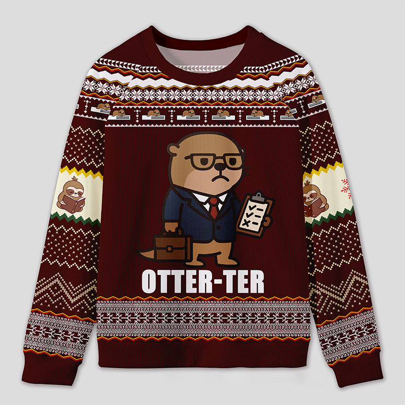 Personalized Otter Auditor Humor Ugly Sweater Office Holiday Party Gift for Accounting Pros