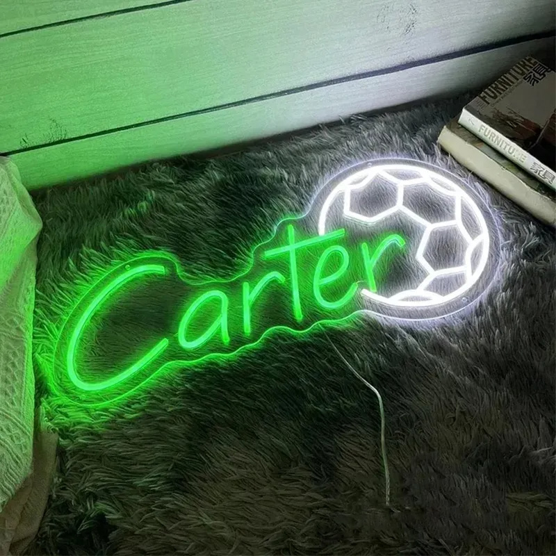 Personalized Soccer Neon Sign with Custom Name for Sports Fans and Kids’ Rooms