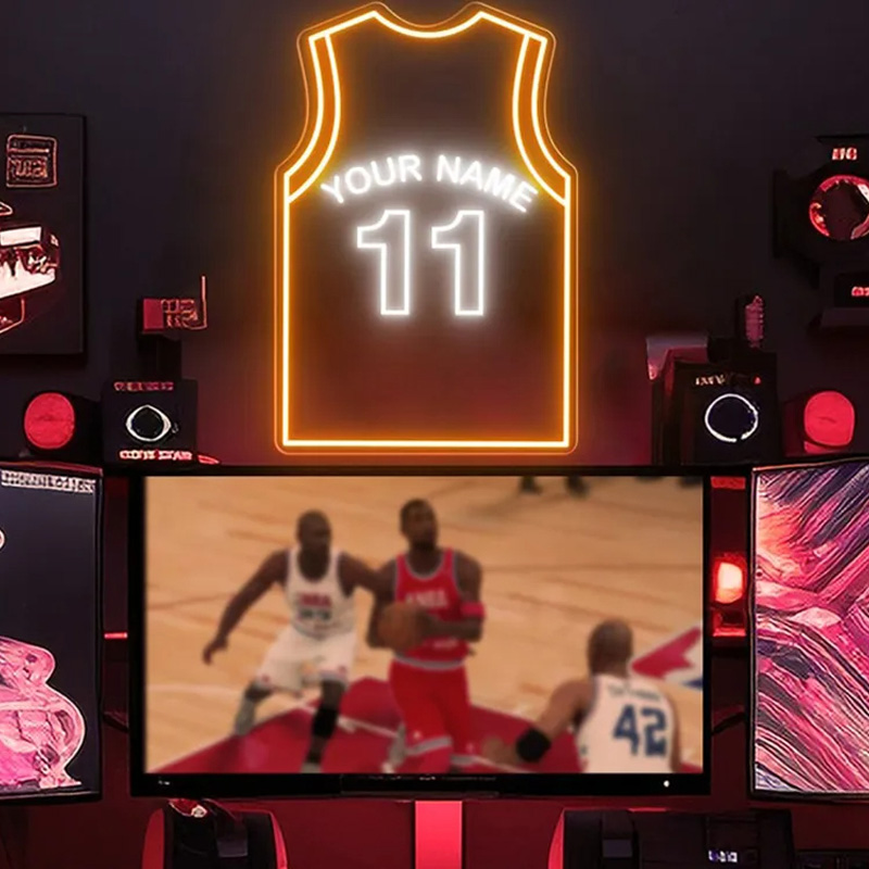 Personalized LED Basketball Neon Light Featuring Your Name and Jersey for Players and Fans