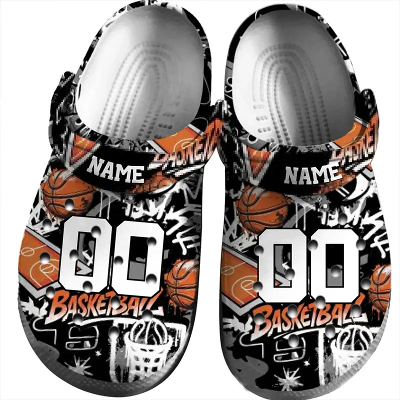 Personalized Basketball-Themed Crocs with Custom Name and Number for Sports Enthusiasts