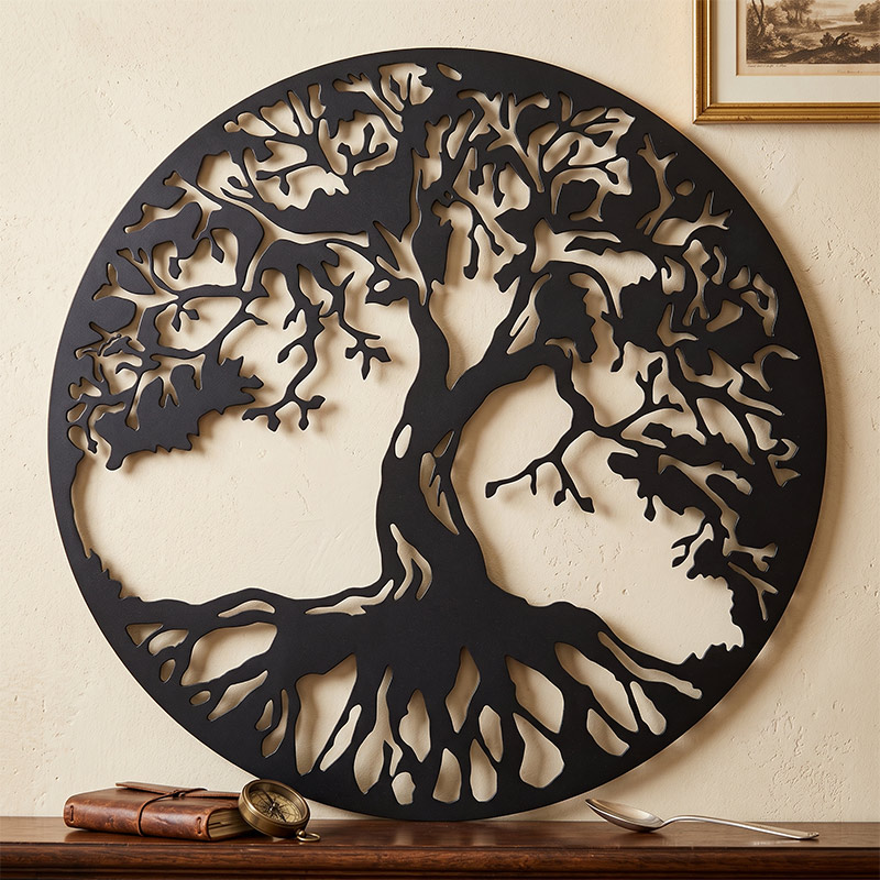 Tree of Life Metal Wall Art Wall Decor Family Metal Tree Round Tree Sign Cut Out Metal Wall Sign Wall Hanging Interior Family Gift Houswarming Gift