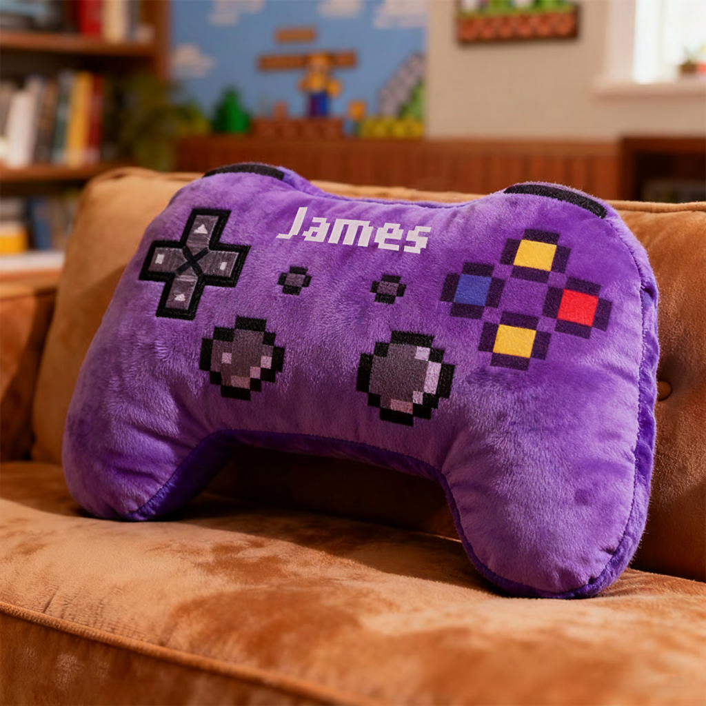 Personalized Graphic 3D Print Pixel Style Game Controller Shaped Pillow for Game Lovers Plush Pillow Christmas Gift for Kids