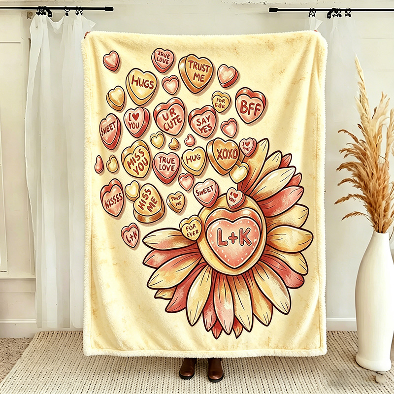 Personalized Couple Love Throw Blanket with Names Valentine Gift Gift for Husband Gift For Wife