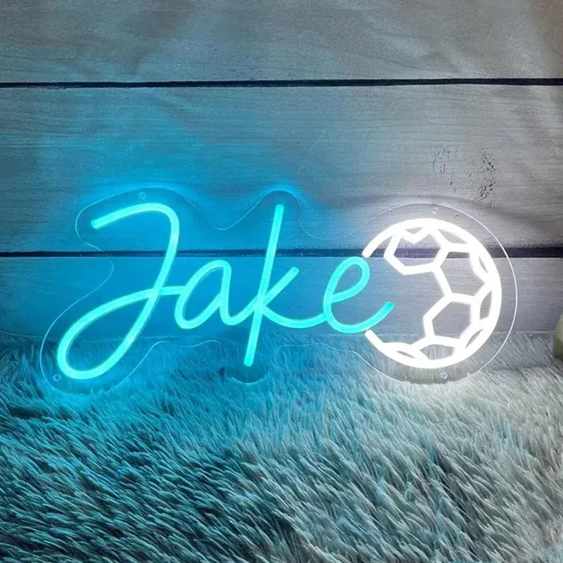 Personalized Soccer Neon Sign with Custom Name for Sports Fans and Kids’ Rooms