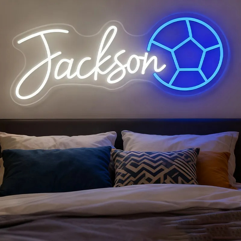 Personalized Soccer Neon Sign with Custom Name for Sports Fans and Kids’ Rooms