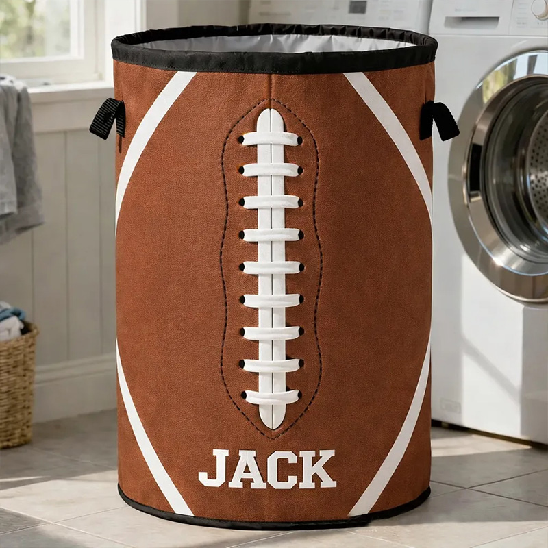 Personalized American Football Laundry Hamper with Custom Name Design