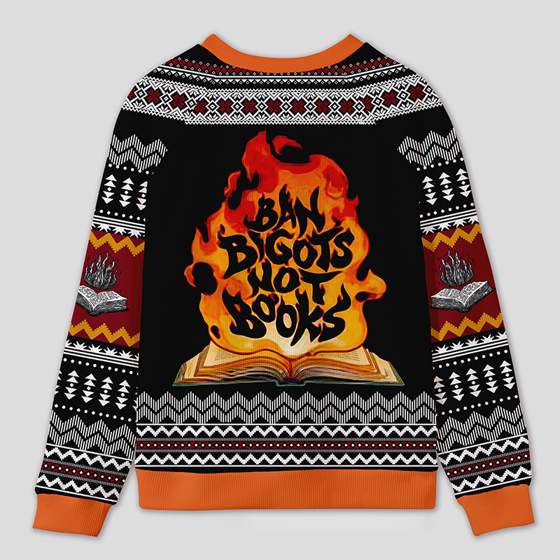 Personalized Anti Book Ban Humor Ugly Sweater Office Holiday Party Gift for Book Defenders
