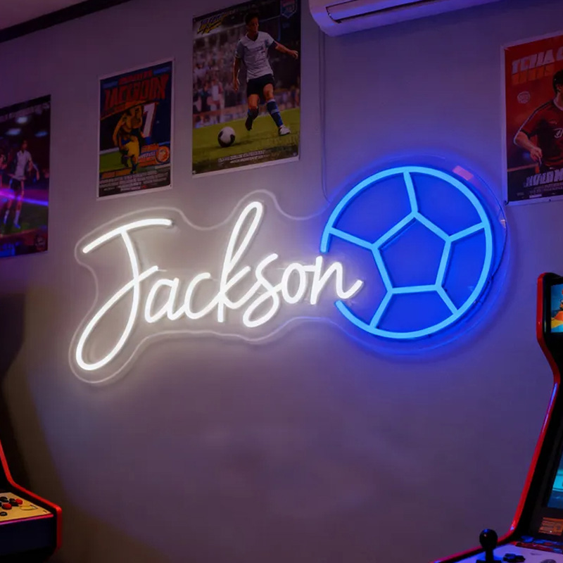 Personalized Soccer Neon Sign with Custom Name for Sports Fans and Kids’ Rooms