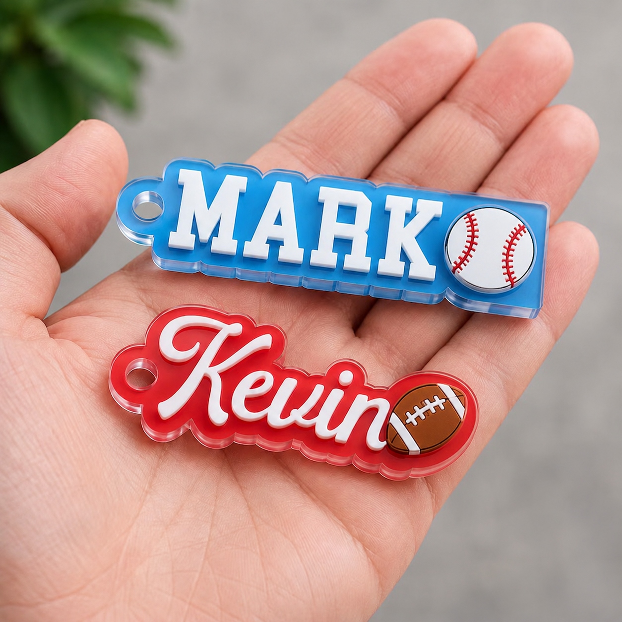 Personalized Sports Bag Tags for Kids Back to School Name Keychains and Backpack Charms