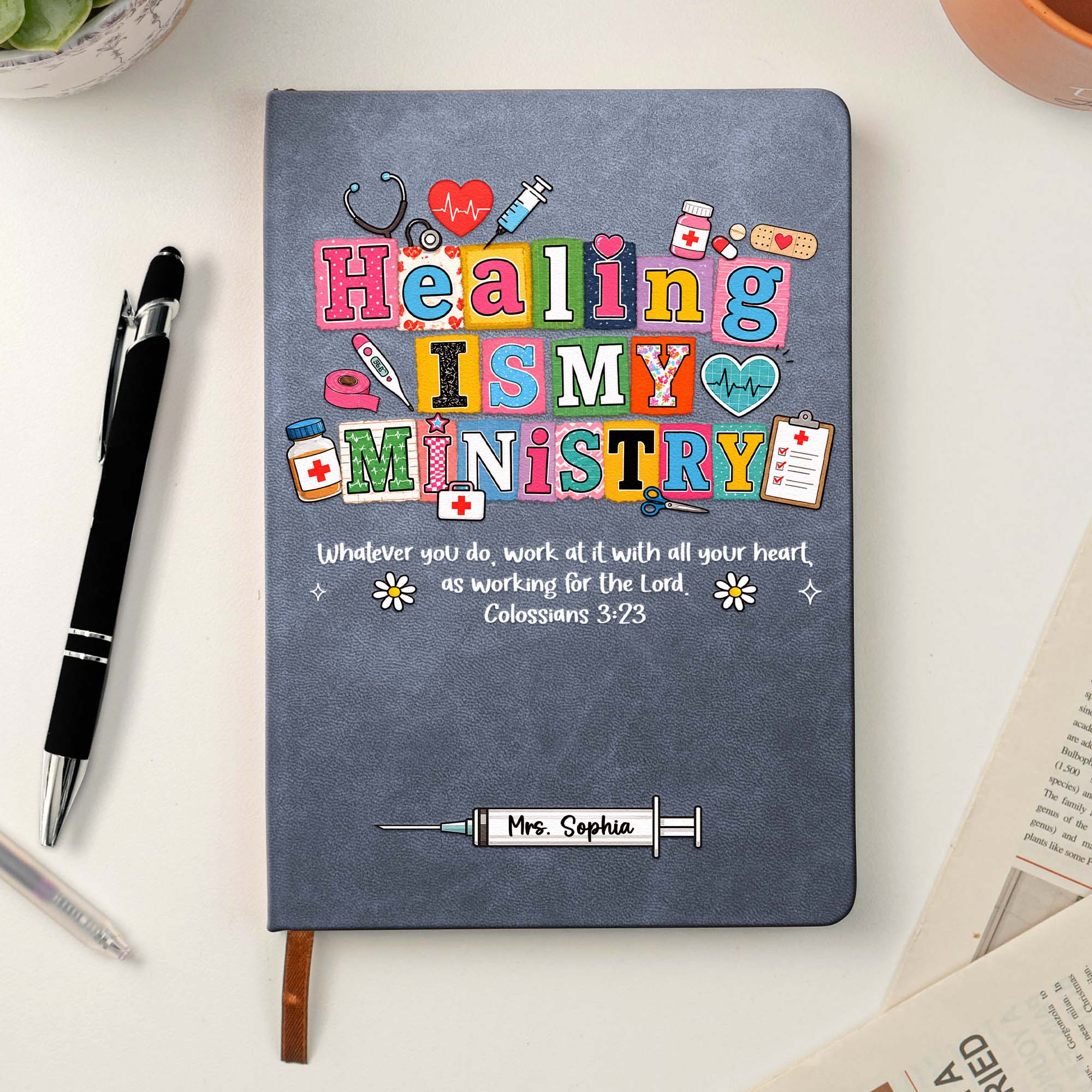 Personalized Nursing, Caring, Healing Is My Ministry Gift For Nurse, Doctor, Healthcare Journal