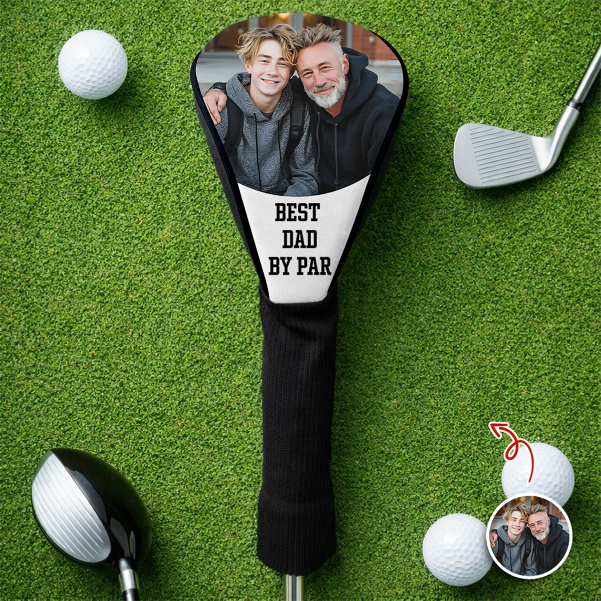 Personalized Photo Best Dad By Par Golf Club Head Cover Gift for Golf Lovers