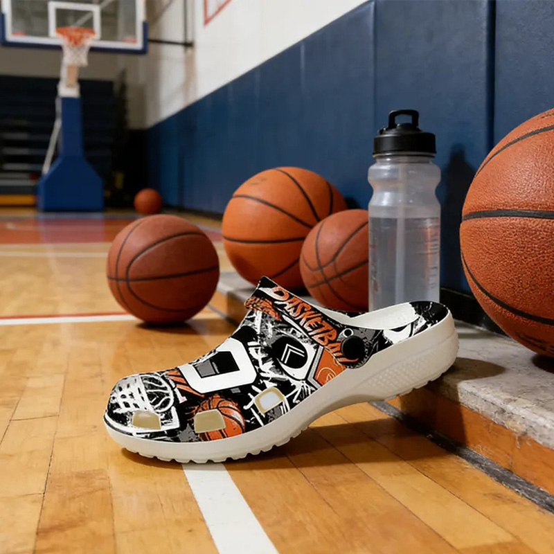 Personalized Basketball-Themed Crocs with Custom Name and Number for Sports Enthusiasts
