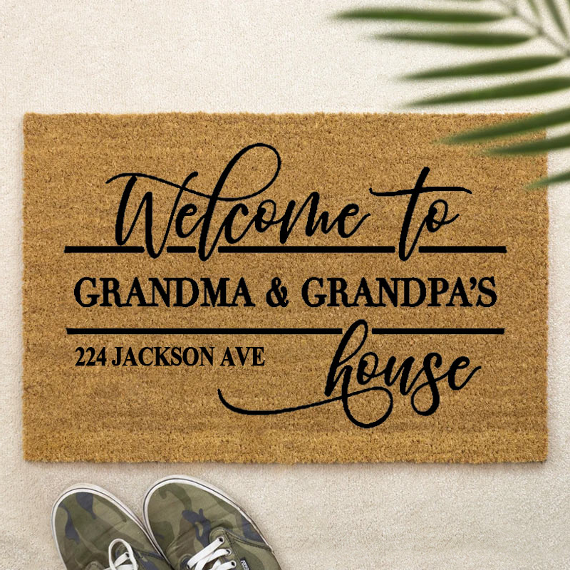 Personalized Welcome Doormat Custom Coir Mat with Name Indoor Outdoor Mat for Grandparent Housewarming New Home Gift 