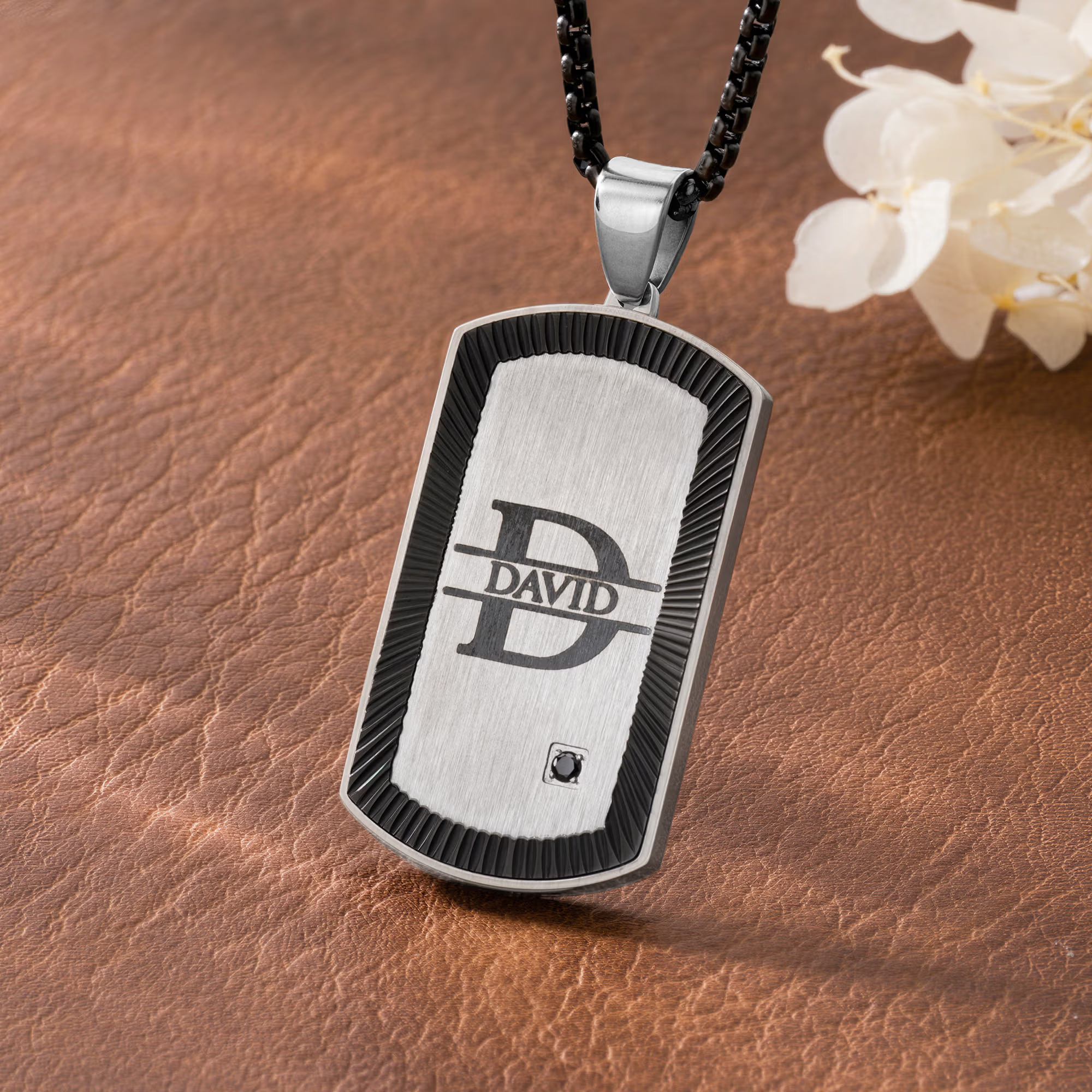 Personalized Initial Dog Tag Necklace with Engraved Name and Text Daily Wear Anniversary Birthday Gift for Men