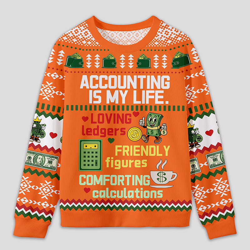 Personalized Accounting Humor Funny Ugly Sweater Office Holiday Party Gift for Finance Pros