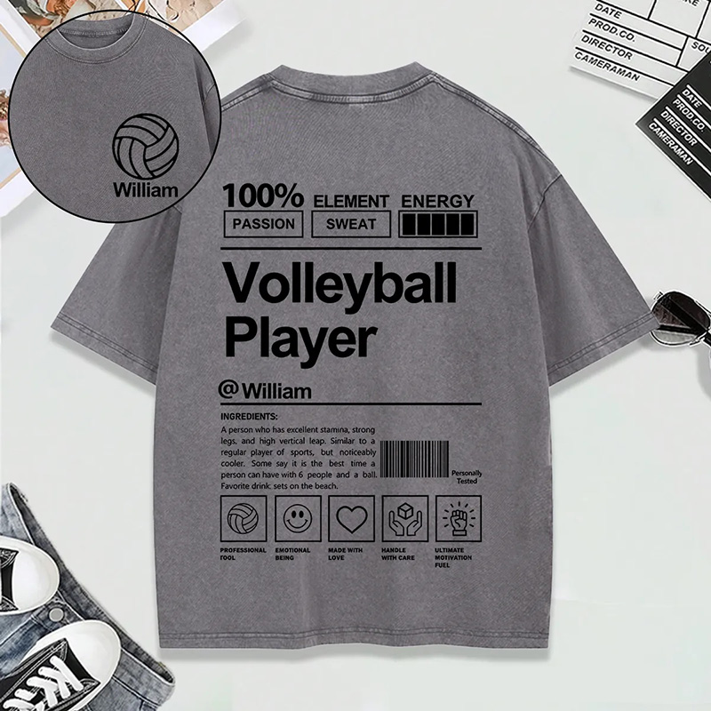 Personalized Sports Washed T-Shirt Custom Name and Unique Design for Soccer Basketball Volleyball and Hockey Lovers