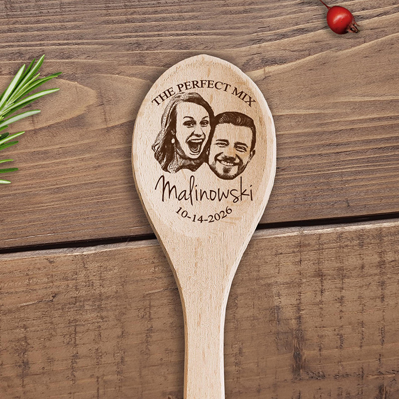 Personalized Face Photo Wood Spoon Engraved Photo Chef Gift Husband Gift Couple Gift for Newlyweds