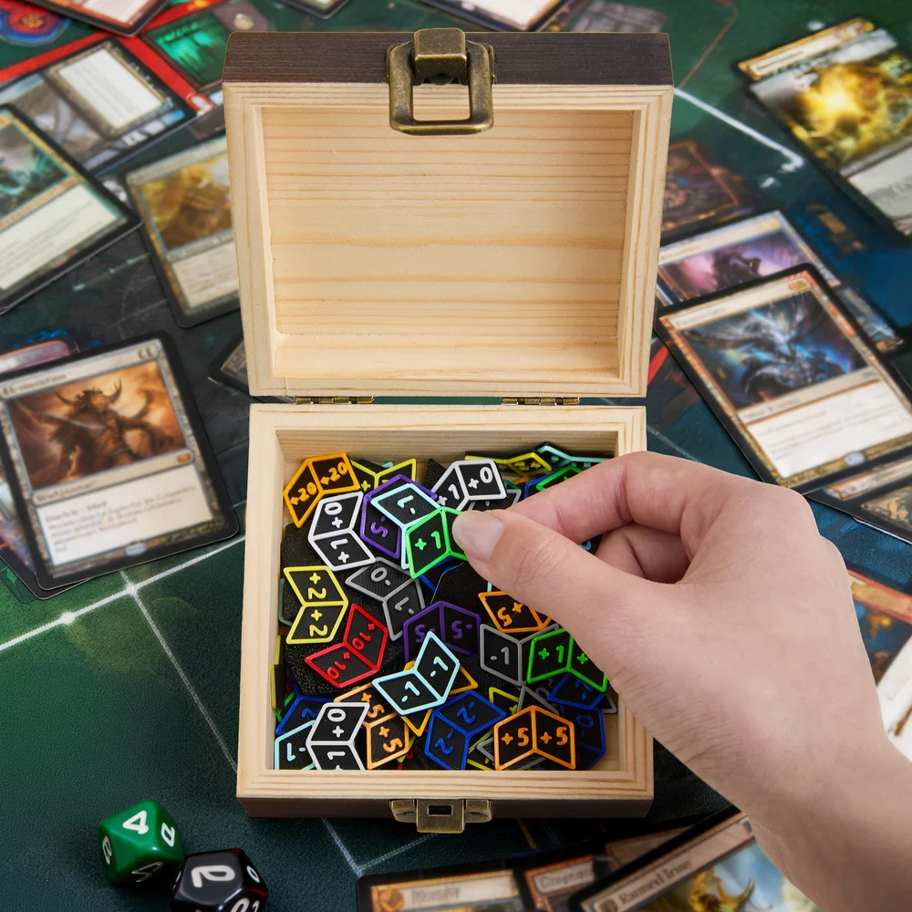 Personalized Compatible with MTG Faction Totems Power Toughness Counters Wooden Storage Box Set with Name TCG Accessory Gift for Planeswalkers