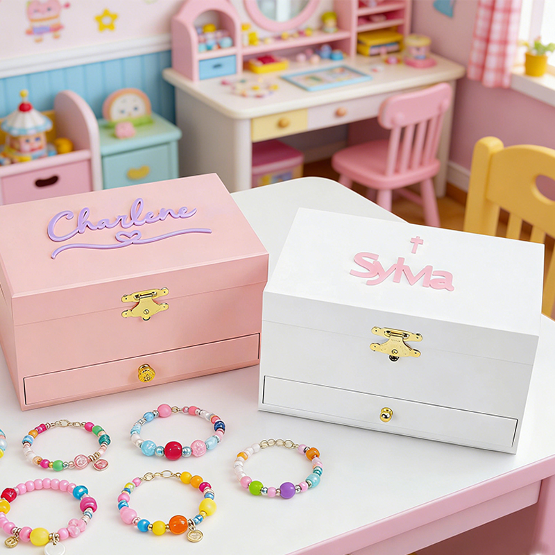 Personalized Ballerina Musical Jewelry Box  Custom Name Keepsake Box  Max 10 Letters with Mirror for Little Girls