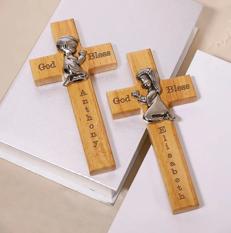 Personalized Wood Blessing Cross with Name Religious Gift Faith Inspired Home Decor Gift First Communion Baptism Gift for Girls and Boys