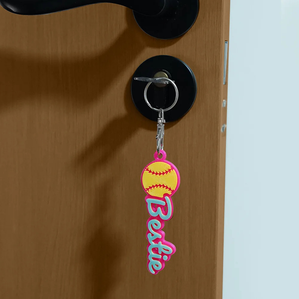 Personalized 3D Printed Softball Keychain Featuring Custom Name