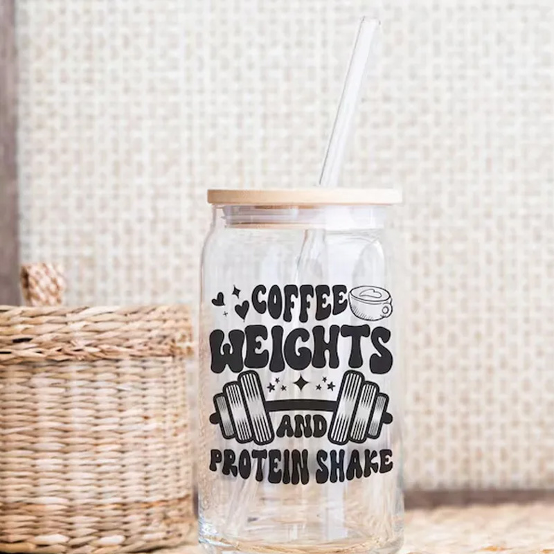 Personalized Gym Water Glasses Gym Lover Cup Beer Can Glass with lid straw Workout Iced Coffee Gift for Gym Girl