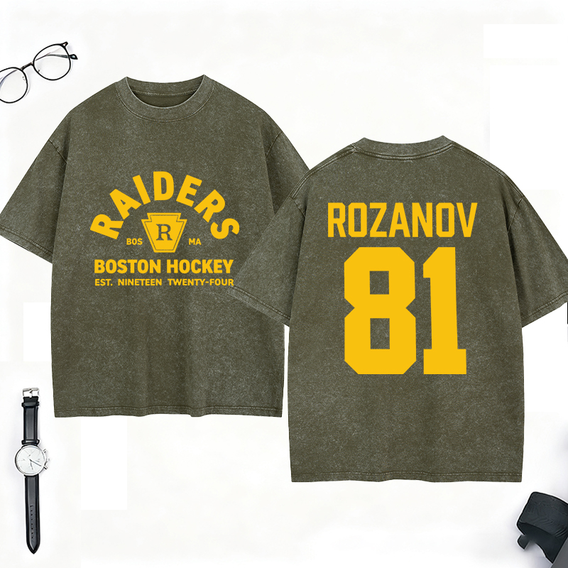 Personalized Boston HockeyTeam Washed T-Shirt Custom Name and Number for Hockey Fans