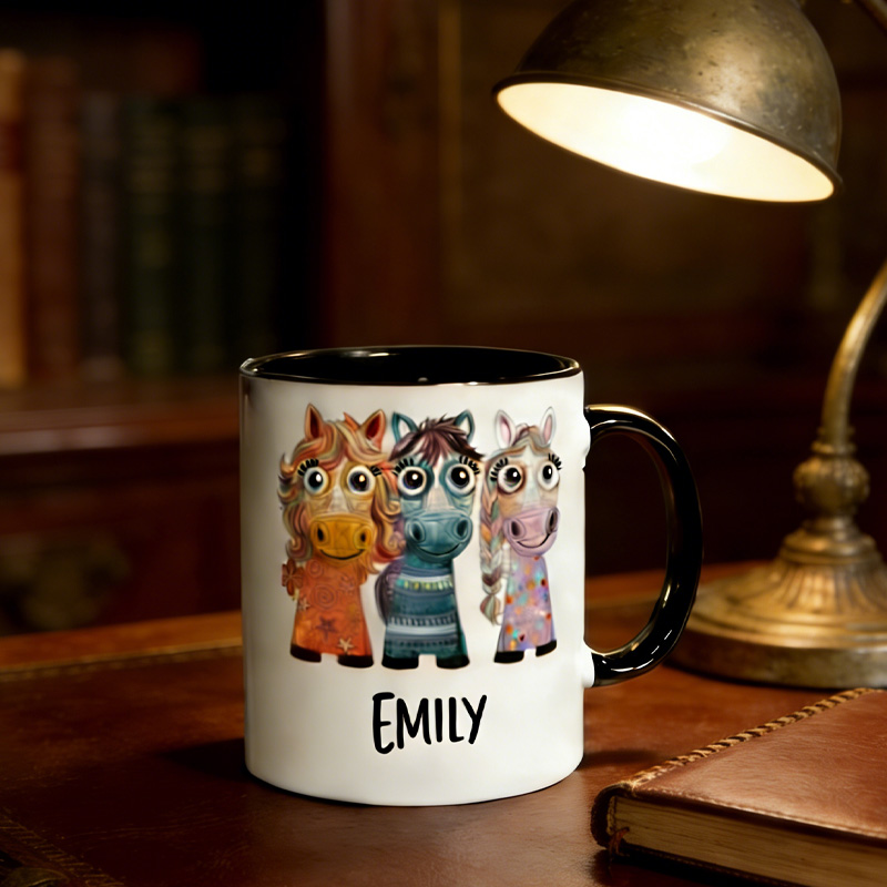 Personalized 3D Graphic Patterns Horse Mug Ceramic Cup Gift for Horse Riding Equestrian Lovers