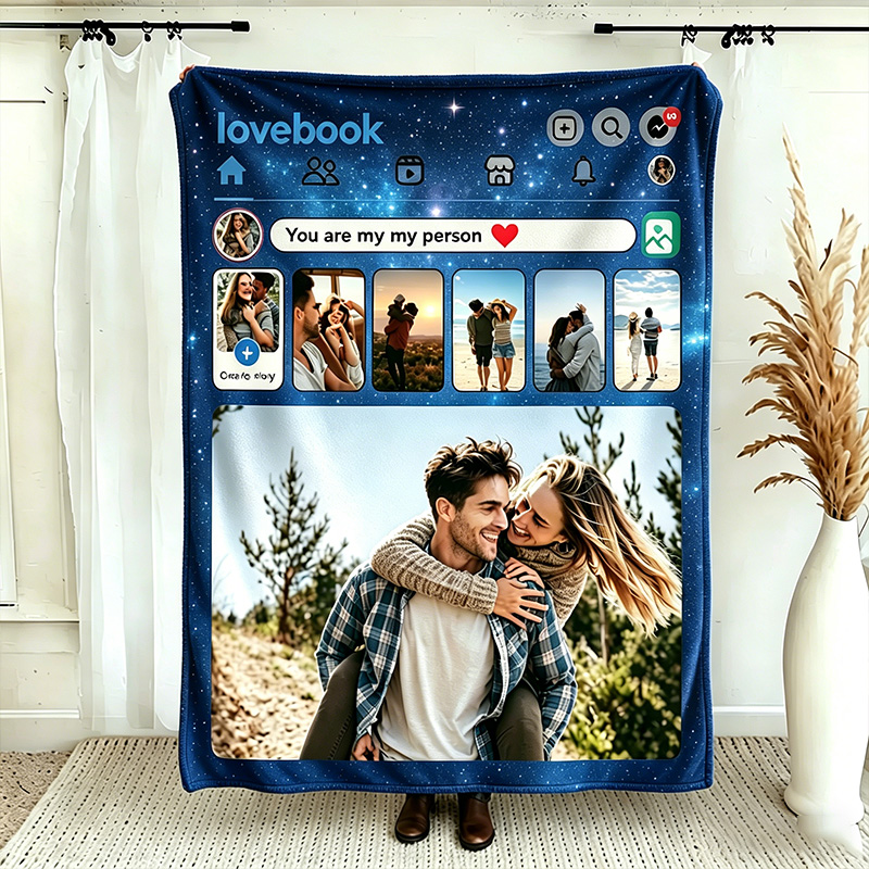 Personalized Couple Throw Blanket with Names Custom Starry Sky Style Photo Poster Blanket Valentine Gift Gift for Husband Gift For Wife