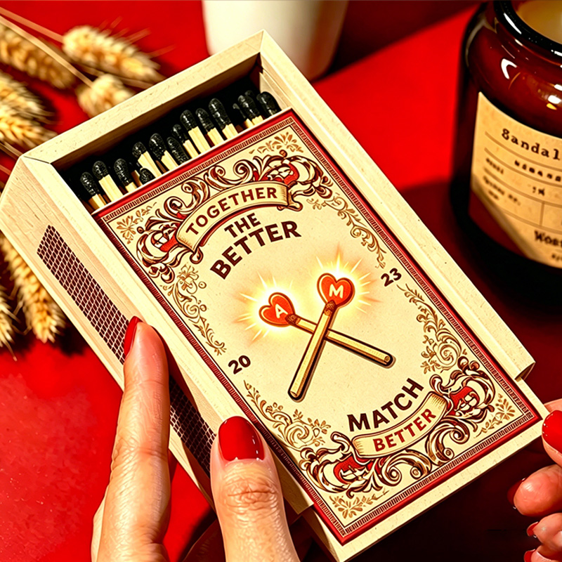 Personalized Couples Matchbox Custom Date Night Matchbox Christmas Dinner Matchbox without Match Wedding Gift for Couple Anniversary Gift Matchbox 