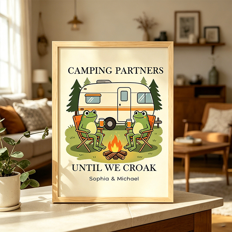 Personalized Together Until We Croak Frog Couple Print Poster Wedding Anniversary Gift for Couple