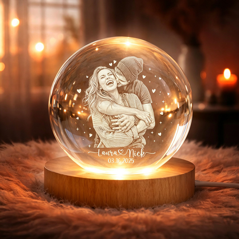 Personalized Photo Night Light Custom Picture Memorial Crystal Ball Lamp Wedding Gift Couple Anniversary Gift For Wife Girlfriend Husband