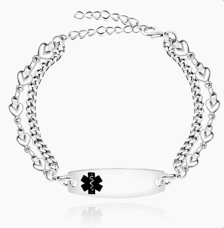Personalized Emergency Bracelet, Adjustable Medical ID Bracelet Women, Breast Cancer Survivor Bracelet, Medic Conditions Jewelry Emergency Jewelry