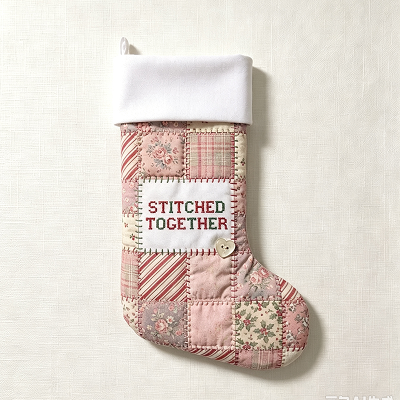 Personalized Sewing Themed Christmas Stocking, Sewn With Love Custom Name Xmas Stocking