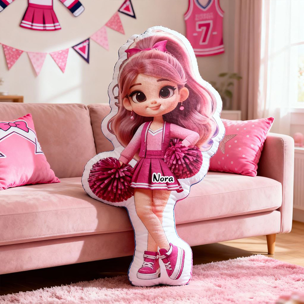 Personalized Cheerleader Doll Pillow with Your Name Perfect Gift for Cheer Fans