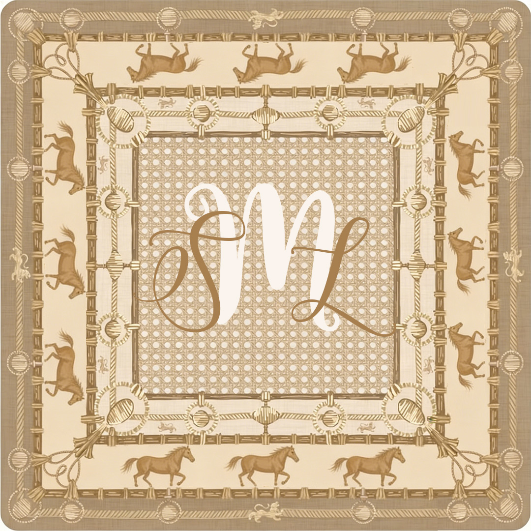 Personalized Mahjong Caned Trompe Loeil Blond Horse Mahjong Mat Custom Text Gift Neoprene Game Surface Travel Portable Playing for Equestrian Lovers