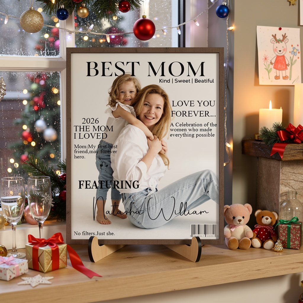 Personalized Best Mom Magazine Cover Photo Frame Custom Name Photo Mom Plaque Mothers Day Gift For Mom Personalized Desk Decor