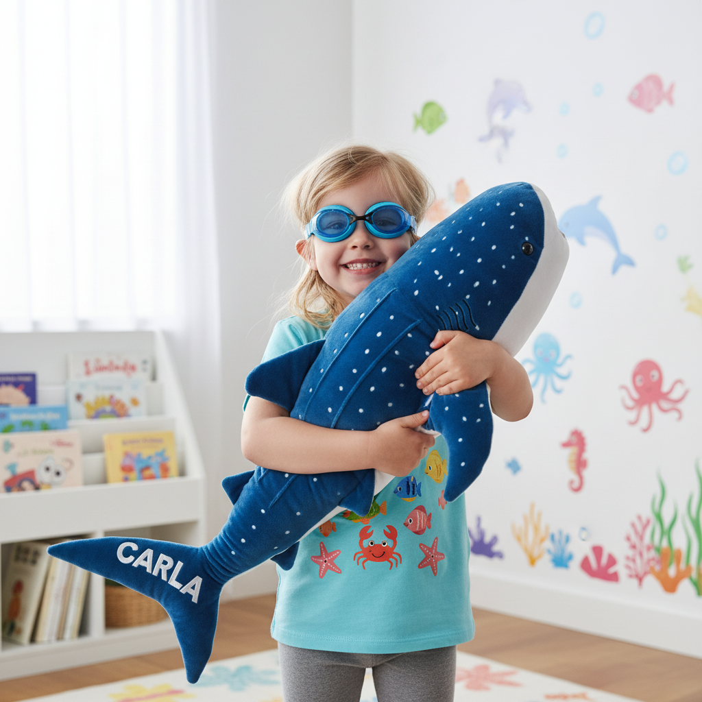 Personalized Whale Shark Plush Toy for Kids Custom Name Ultra-Soft 3 Sizes for Snuggly Ecofriendly Recycled Polyfill Stuffed Animal Stuffies Toy Children  Large Ocean Marine Coastal