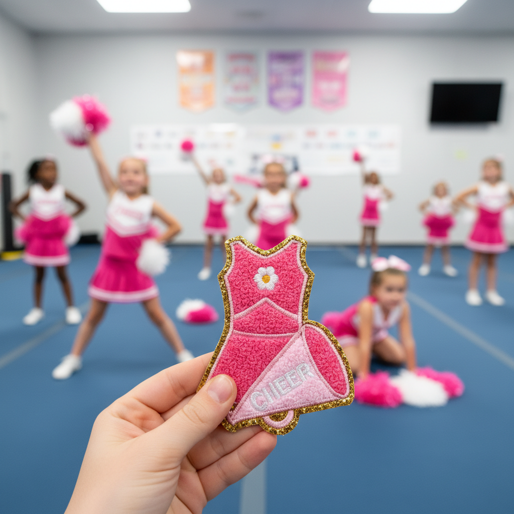 Personalized Cheerleader Chenille Iron On Patch Pink DIY Clothing and Bag Decoration