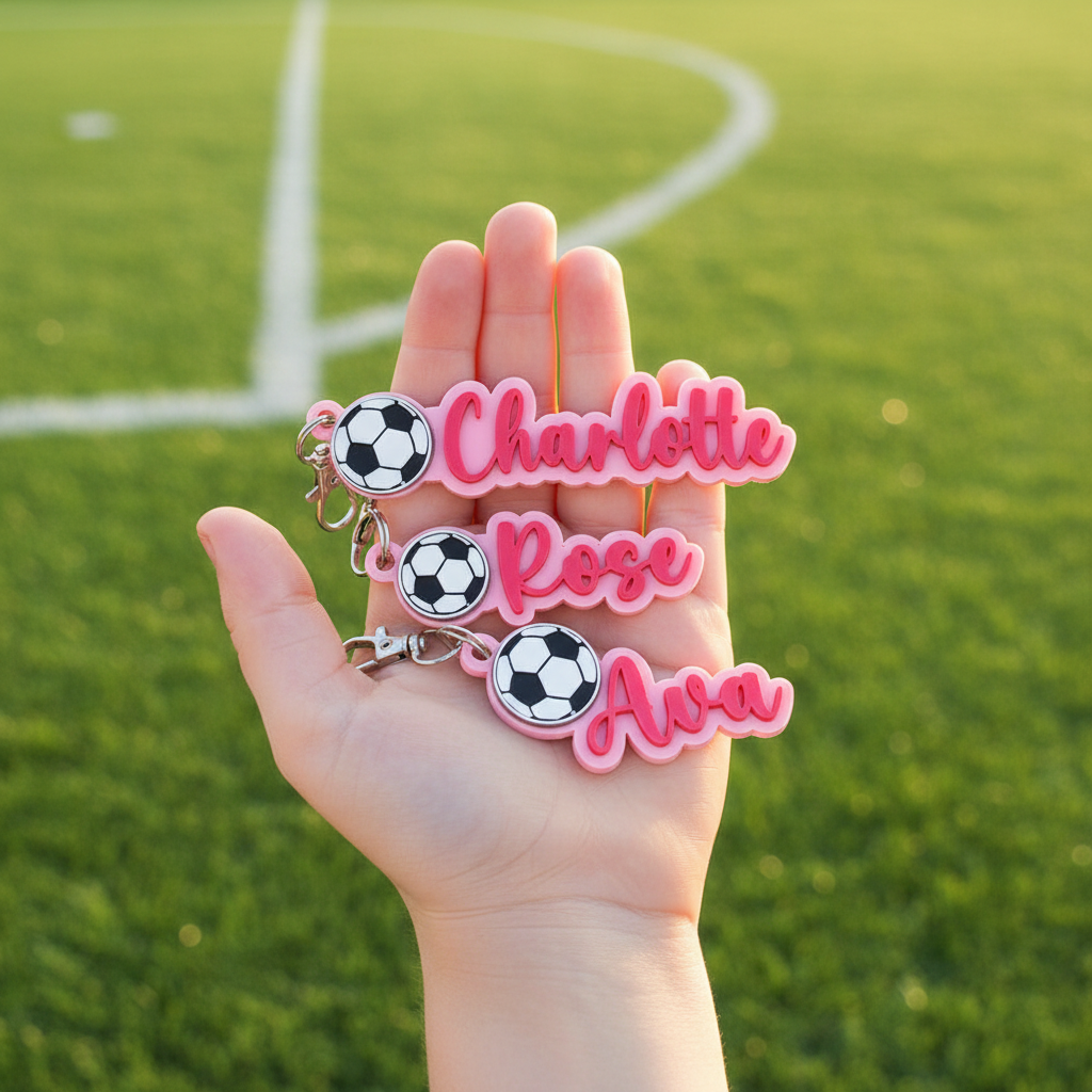Personalized Soccer Name Tag Keychain for Girls Custom 3D PLA Plastic Soccer Ball Bag Charm Team Gift for Soccer Lovers