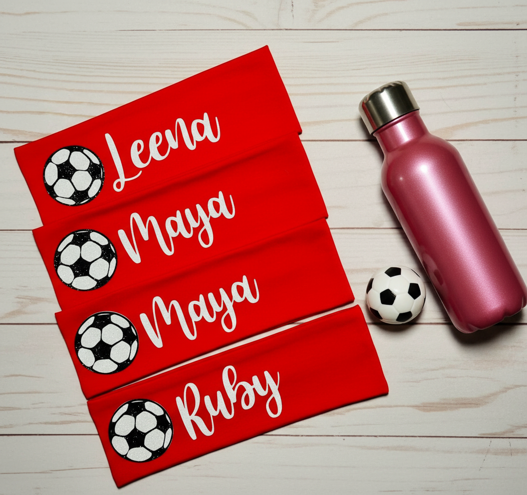 Personalized Soccer Headband for Girls Custom Glitter Name Hairband Team Spirit Sports Accessory Gift 