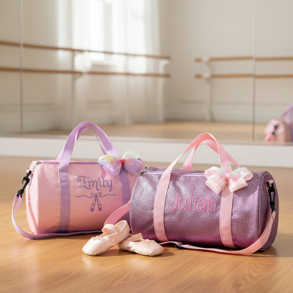 Personalized Glitter Ballet Duffel Bag Custom Name Dance Bag  Sparkly Travel Tote for Little Ballerinas Dance Bag for Little Girls