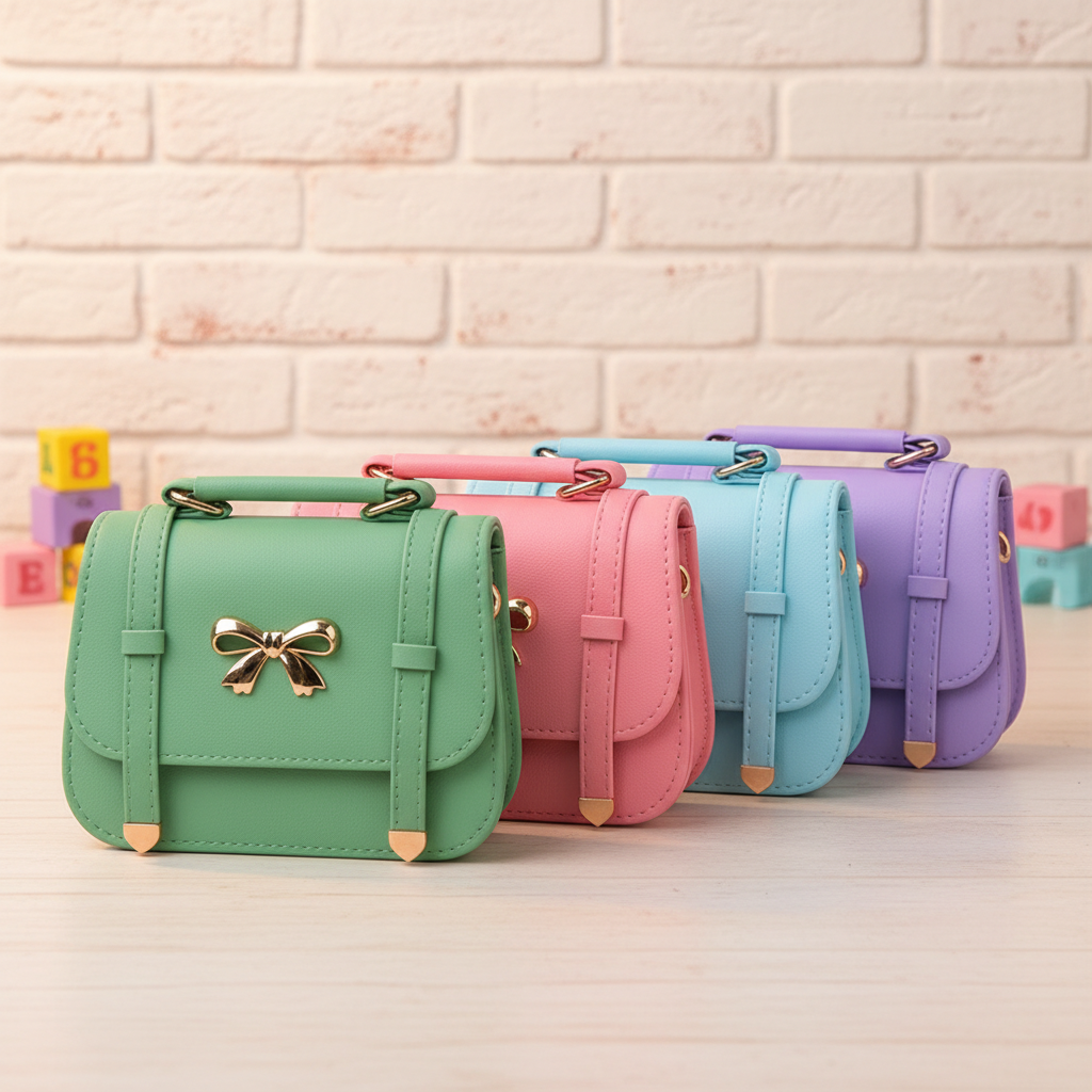 Personalized Girls PU Leather Crossbody Bag Custom Name Bow Satchel Multi Color Toddler Purse Gift for Little Princesses