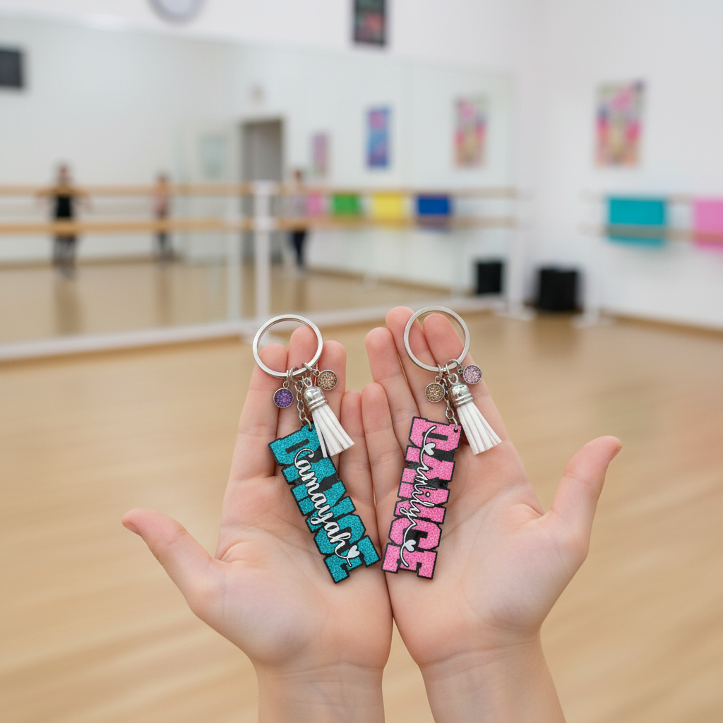 Personalized Dance Acrylic Keychain Custom Name Dance Bag Charm Sparkly Accessory for Little Dancers