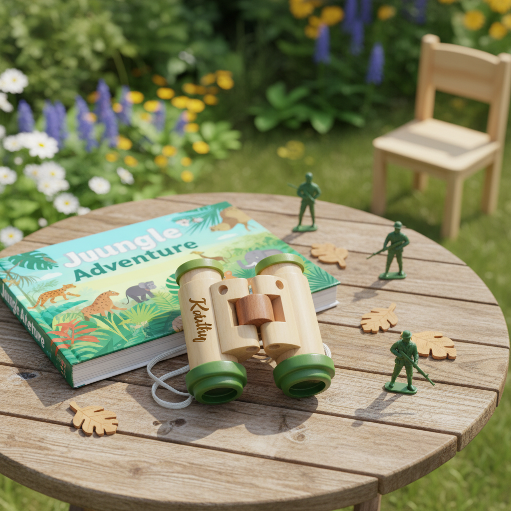 Personalized Montessori Wooden Binoculars  Custom Name Kids Explorer Toy Baptism Easter Basket Stuffer for Little Adventurers